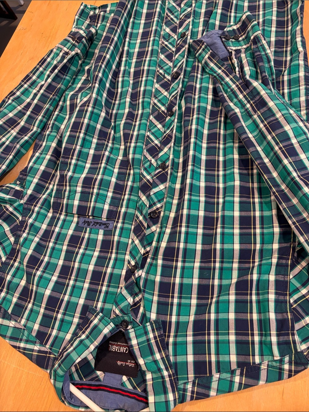 Green & Navy Plaid Button-Down Shirt
